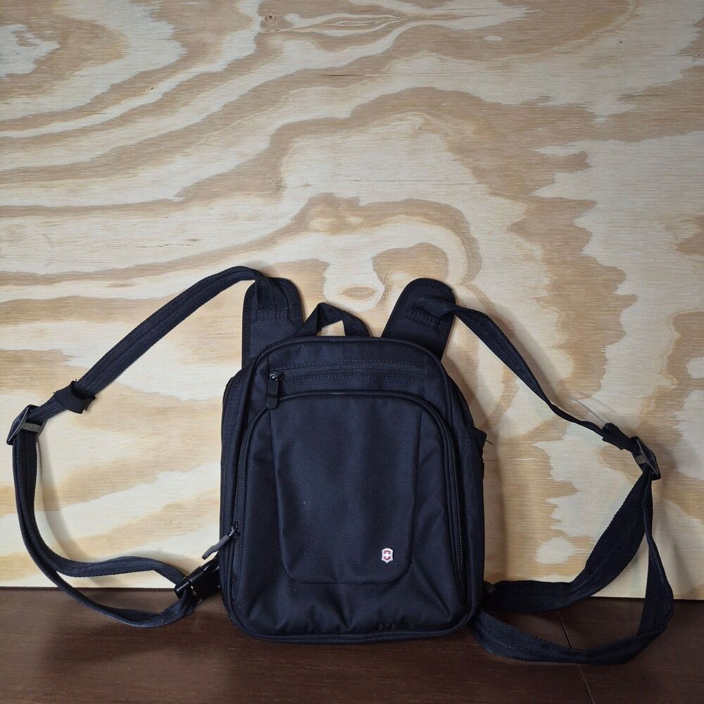 Victorinox Swiss Army Black Convertible Small Backpack Shoulder Bag Travel